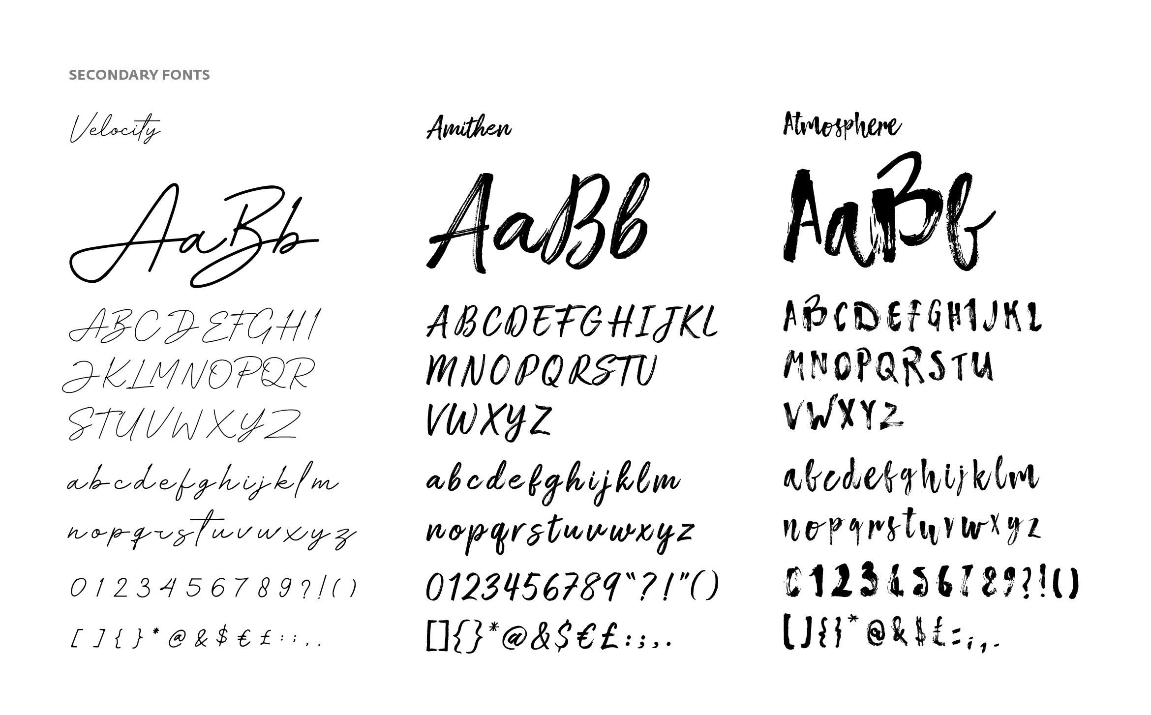 Secondary fonts